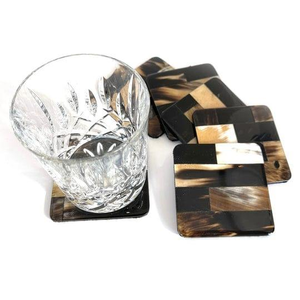 Sous-verres en corne de buffle multicolores, incrustations d'os, décoratifs pour table, sous-verres uniques pour café et thé par Saniya Handicraft - Product Image 2