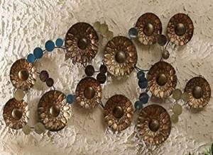 Arte de pared de flores clásico para sala de estar, decoración artística de pared de Metal para habitación de invitados, diseño moderno terminado multicolor, montado en la pared - Product Image 2