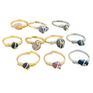 Adjustable Gold and Silver Plated Fashion <b>Rings</b> with Colorful Stone Detail for Resale - Product Image 2