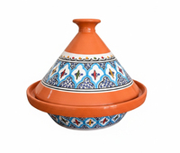 Tajine en céramique de style tunisien 27 cm, écologique, pour usage domestique, compatible gaz, design rustique, sans revêtement