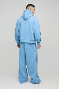 ชุดวอร์มผ้าฝ้าย100% สำหรับผู้ชายชุดวอร์มผ้าฝ้ายสีฟ้าแบบสวมหัวมีฮู้ดชุดวอร์มสำหรับฤดูหนาว - Product Image 2