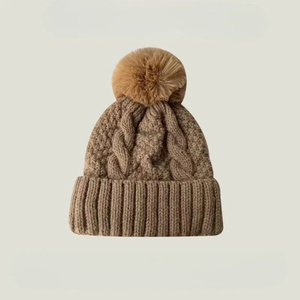 Gorro de Invierno Tejido con Pompón de Piel Sintética, Gorro Grueso de Felpa, Gorro de Lana para Mujer, Gorro de Terciopelo para Mujer - Product Image 3