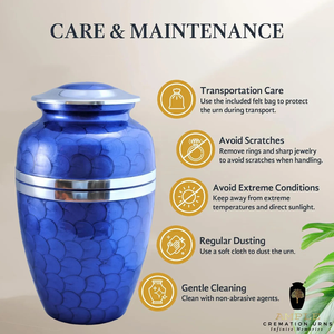 Blue Metal Cremation <b>Urn</b> Premium Aluminum <b>Urn</b> with Meena Coating <b>Large</b> 220 cu in Capacity Leakproof & Engravable Memorial <b>Urn</b> - Product Image 5