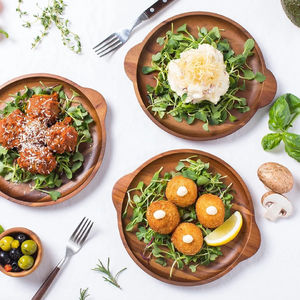 Bandejas redondas de madera al mejor precio para uso comercial y doméstico, listas para enviar, regalo de negocios - Product Image 2