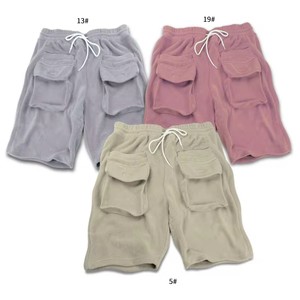 Pantalones cortos de gimnasio de estilo callejero para hombre, tela vaquera negra sólida, cargo para correr, correr, talla grande, tejido de punto personalizado de alta calidad - Product Image 4