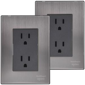 Doppia presa, MXIOX-002, 2 pezzi, contatto doppio, 125-250 V CA, 15 A, 50/60 Hz, argento/oxford, acciaio inossidabile/PC. - Product Image 1