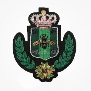 Best Quality Hand Embroidered Bullion Wire Blazer <b>Badges</b> Customized Size Leather Brass Material With Lace Decoration Custom Logo - Product Image 4