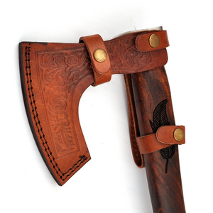 Hacha vikinga hecha a mano 2025 con cabeza de hacha de acero al carbono y mango de madera, hacha de venta completa personalizada con Funda de cuero, gran oferta - Product Image 6