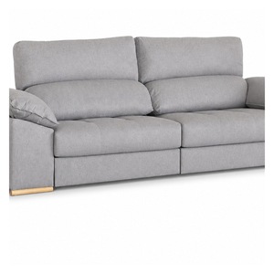 Sofá de Tela Moderno y Minimalista en Gris Claro con Patas de Madera, Tres Plazas, Respaldo Acolchado, Forma Semicircular para Sala de Estar - Product Image 3