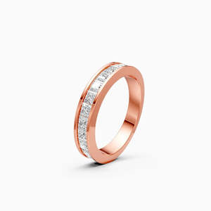 Anillo Elegante con Diamante Cultivado en Laboratorio, Corte Princesa, 1.1 Ct, en Oro Amarillo, Blanco y Rosa de 9K - Product Image 1