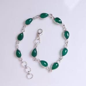 Pulsera Unisex de Plata de Ley 925, impresionante piedra preciosa de ónix verde, joyería de diseñador bohemio para bodas, fiestas con - Product Image 4