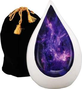 URNE DE GOUTTE DE LARME EN MÉTAL ÉMAILLÉ VIOLET POUR CENDRES HUMAINES - Product Image 1