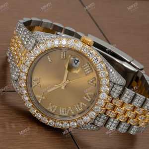 นาฬิกาควอทซ์หน้าปัดสีทองแบบตัวเลขโรมัน38มม. รุ่นลิมิเต็ดอิดิชั่นนาฬิกาหรูสีทองประดับเพชรโมอิสซาไนต์ - Product Image 1