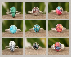 Best Selling Solid 925 Sterling Silver Blue Black Copper Kingman <b>Turquoise</b> 12x16mm Bezel Setting <b>Ring</b> for Women Handmade Jewelry - Product Image 5