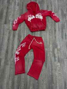 Survêtement vintage streetwear personnalisé de haute qualité respirant avec broderie appliquée personnalisée, lavage à l'acide, coupe évasée, fermeture éclair, coton, 2026 - Product Image 5