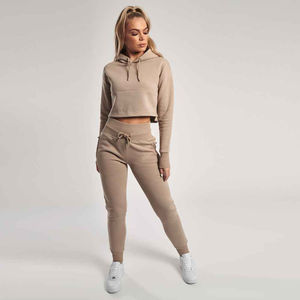 Logo personnalisé marque privée Slim Fit sweat à capuche jogging ensemble femmes sweat uni ensemble survêtement respirant survêtement - Product Image 3