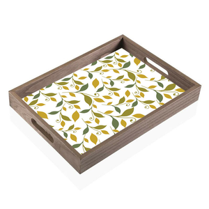 ชุดถาดไม้สามถาดพิมพ์ลายเคลือบสำหรับงานฝีมือช่างฝีมือสำหรับการตกแต่งบนโต๊ะอาหารถาดเสิร์ฟ - Product Image 5
