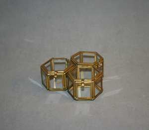 Tiniest Hexagon Shape Glass <b>Jewelry</b> <b>Box</b> with Gold Polished Metal Frame Perfect for Storing Rings <b>Necklaces</b> and Fine Accessories - Product Image 3