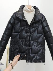 Femmes hiver chaud mi-long mince à capuche fermeture éclair Parkas à manches longues rembourré bouffée veste couleur unie fait peau de mouton coton - Product Image 4