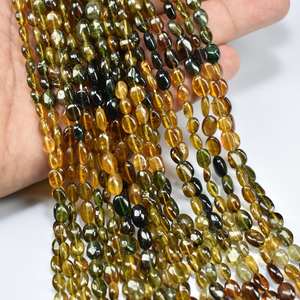 Perles de pierres précieuses de forme ovale lisse de tourmaline de pétrole naturel 4-7mm perles lâches ombragées de tourmaline pour la fabrication de bijoux prix en vrac - Product Image 5