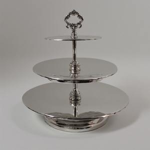 Polished Aluminium Gold Finish Metal <b>Cake</b> Stand With Contemporary Shape Perfect For Stylish Homes <b>Weddings</b> And Party Events - Product Image 5