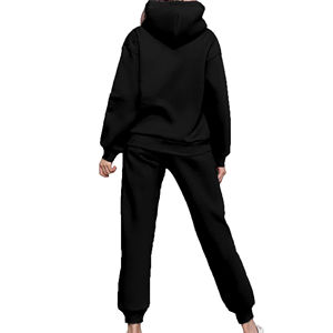 Conjunto Deportivo de Dos Piezas para Mujer, de Algodón Grueso, Estilo Informal, con Sudadera Holgada y Pantalones Deportivos Transpirables - Product Image 3