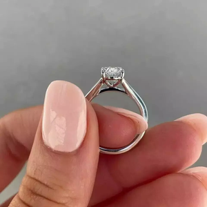 2,0 quilates VVS1 Lab Grown Diamond Solitaire Romántico Oval Cut Split Shank 14K Oro sólido Compromiso Boda Promesa Anillo Fiestas - Product Image 3