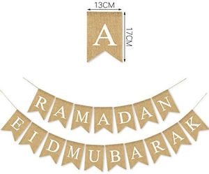 ผ้ากระสอบสำหรับตกแต่งวันอีดมูบารัคแบนเนอร์ของตกแต่งวันหยุดแบบอิสลามสำหรับติดประตูเตาผิงและอุปกรณ์ตกแต่งบ้านสำหรับงานปาร์ตี้มุสลิม - Product Image 4