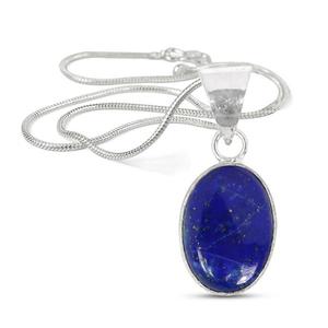 Pendentif ovale en lapis-lazuli - Collier en cristal naturel pour la sagesse, la communication et la clarté mentale - Product Image 1