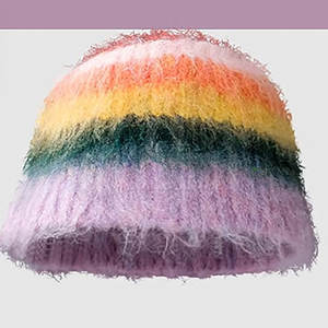 Bonnet en laine 100% Fuzzy avec impression numérique de style moderne Slouch Bonnet léger et chaud - Product Image 3