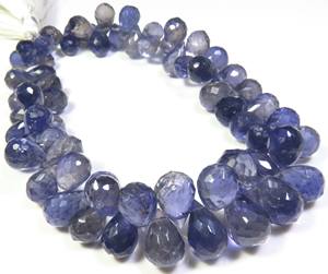 ลูกปัดพลอยบลูไอโอไลต์ทรงหยดน้ำเหลี่ยมเพชรพลอย ขนาด 9-13 มม. ลูกปัดพลอยคอร์เดียไรต์ธรรมชาติ ความยาว 9 นิ้ว สำหรับทำเครื่องประดับ - Product Image 1