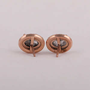 Boucles d'oreilles en diamant ovale taille rose sel et poivre, clous en diamant halo fabriqués en laboratoire-bijoux d'anniversaire - Product Image 6