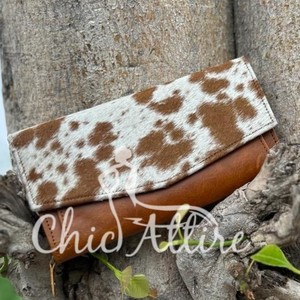 ใหม่กระเป๋าสตางค์หนังแฮนด์เมดแท้แบบใหม่สำหรับผู้หญิงกระเป๋าสตางค์แบบบางกระเป๋าสตางค์หนังสแนปหนังขนสัตว์กระเป๋าสตางค์หนังวัวแท้ - Product Image 1