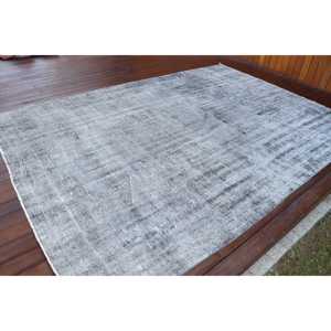 พรมตุรกีขนาดใหญ่ 6.5x9.4 ฟุต พรมวินเทจ พรมขนสัตว์ลายดอกไม้สีเทาดำ - Product Image 2