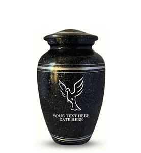 Urne de crémation humaine personnalisée pour cendres adultes, urne en aluminium avec nom, date, design, noire avec bord argenté, taille personnalisée - Product Image 3