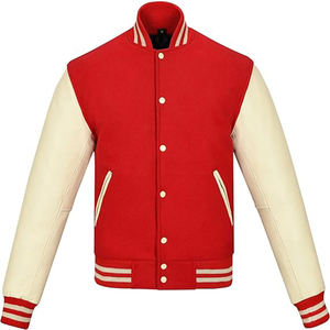 2026 chaqueta de béisbol universitaria de alta calidad personalizada para hombres y mujeres tela de lana Hit Color manga genuina Patchwork toalla invierno - Product Image 1
