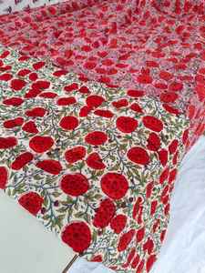 Handmade Block Print Cotton <b>Quilt</b> Warm Winter Indian <b>Bedspread</b> - Product Image 5