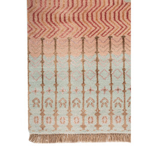 Alfombra Manchaha Azul de Lana y Seda de Bambú Anudada a Mano, 10 mm de Grosor, Patrón Geométrico Abstracto para el Hogar, Pasillo, Modelo Rectangular-Les-2779 - Product Image 4