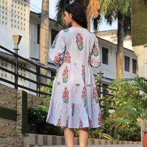 Vestido indio de algodón con estampado floral hecho a mano, vestido personalizado para novia, boda, luna de miel, regalo, Mujer, Oficina y vestido de viaje a la venta - Product Image 3