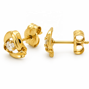 JJBRAVO Pendientes de Oro Sólido de 14k con Cinta Entrelazada y Circonitas, Estilo Contemporáneo y Elegante para Mujer, Joyería Fina, OEM, ODM, Venta al por Mayor - Product Image 3