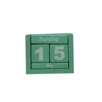 INDIANCRAFTS木製デスクトップカレンダーパーペチュアル決して終わらない日付カレンダー-オフィスと家庭用の日付チェンジャー