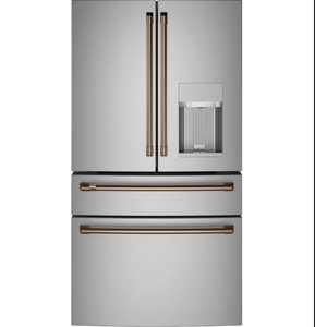 Réfrigérateur à portes françaises en acier inoxydable à 4 portes, thermoélectrique, avec écran tactile et distributeur d'eau, appareil électroménager - Product Image 1
