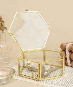 Joyero de Estilo Industrial en Metal Negro y Vidrio Templado con Cierre Seguro, Interior Suave, Organizador de Anillos y Collares - Product Image 1