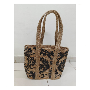 100% ปอกระเจากระเป๋าถือพิมพ์ลายโลโก้แบบกำหนดเองผู้ส่งออกจากตลาดอินเดีย - Product Image 1