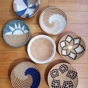 ตะกร้าสานติดผนังสไตล์โบโฮทำจากหญ้าทะเล,แผ่นตกแต่งงานหัตถกรรม TienPhong ทำในเวียดนาม - Product Image 4