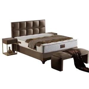 Luxury hotel queen size up-holstered bed frame bedroom furniture supplier Turkish furniture