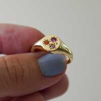 Soldes de Noël : Bague minimaliste pour femme en argent sterling 925 plaqué or, sertie de zircone cubique ronde colorée, motif étoile polaire