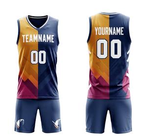 ชุดเสื้อบาสเก็ตบอลแบบกลับด้านได้ ออกแบบเองได้ พร้อมชื่อและหมายเลขส่วนตัว พิมพ์ลายบนผ้าตาข่ายสำหรับผู้ชาย - Product Image 1