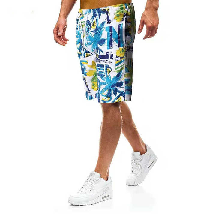 New Trendy Comfort Elastic Waistband Drawstring Coll Look Quick Dry Beach Men's Shorts