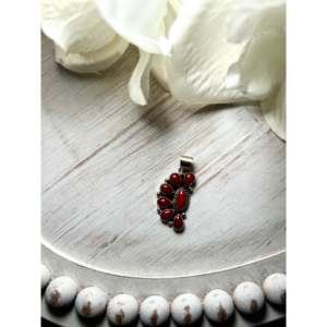 Navajo-Made Natural Coral & Sterling <b>Silver</b> Pendant with Bezel Setting Inlay Technology - Product Image 1